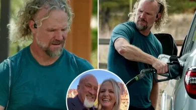 DOWN BROWN Sister Wives’ Kody Brown looks sweaty & solemn as he pumps gas in Flagstaff after he’s snubbed from Christine’s wedding